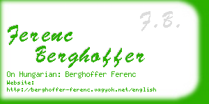 ferenc berghoffer business card